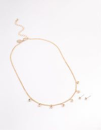 Gold Diamante Droplet Jewellery Set - link has visual effect only