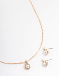 Gold Diamante Pearl Swirl Jewellery Set - link has visual effect only