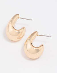 Gold Pear Huggie Hoop Earrings - link has visual effect only