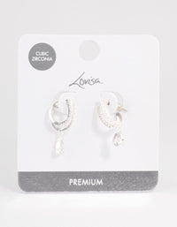 Silver Plated Cubic Zirconia Pearl Drop Earrings - link has visual effect only