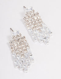Silver Plated Cubic Zirconia Mesh Statement Drop Earrings - link has visual effect only