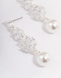 Silver Plated Gradual Cubic Zirconia Pearl Drop Earrings - link has visual effect only