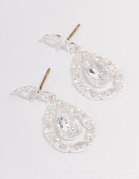 Silver Plated Cubic Zirconia Drop Stud Earrings - link has visual effect only