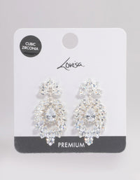 Silver Plated Cubic Zirconia Marquise Statement Drop Earrings - link has visual effect only