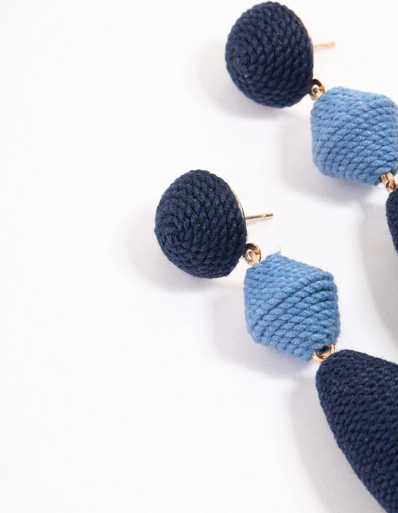 Gold Thread Wrapped Drop Earrings