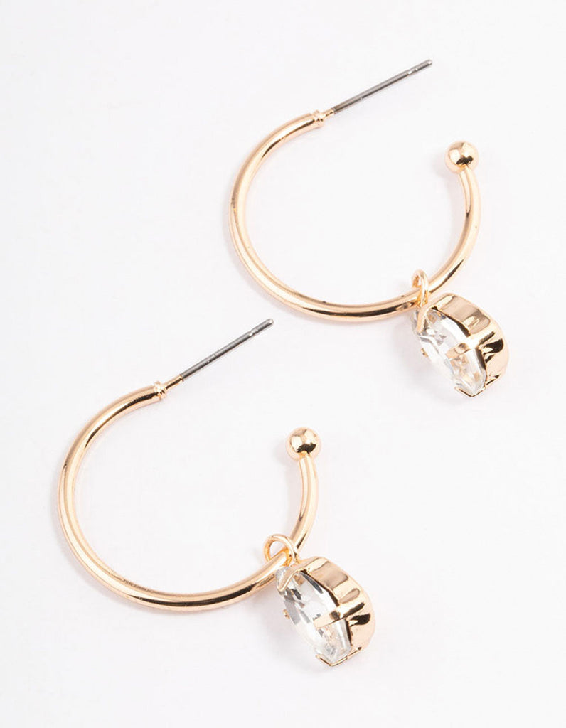 Gold Classic Pear Hoop Earrings