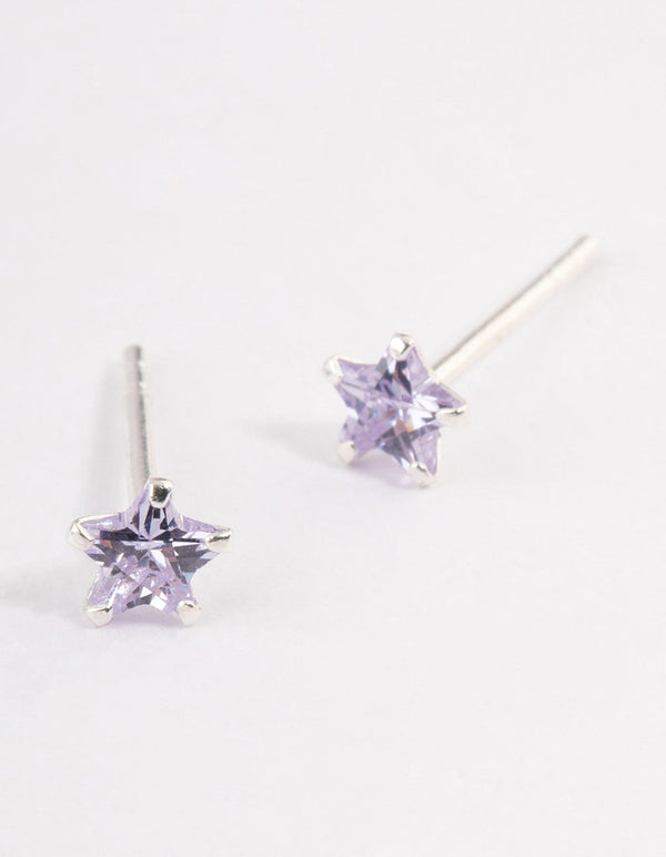 Sterling Silver Cubic Zirconia Star Stud Earrings