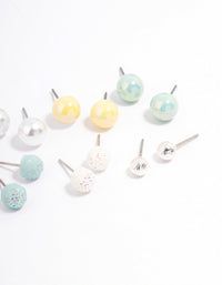 Silver Mixed Ball Stud Earrings 8-Pack - link has visual effect only