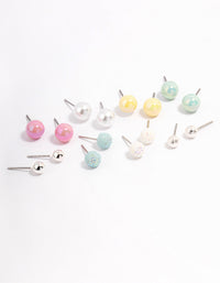 Silver Mixed Ball Stud Earrings 8-Pack - link has visual effect only