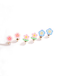 Gold Smile & Flower Earrings 5-Pack - link has visual effect only