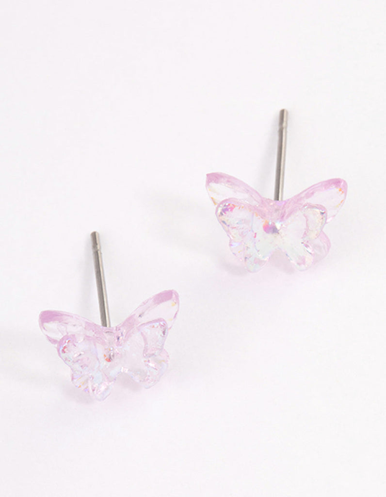 Acrylic Lilac Candy Butterfly Stud Earrings