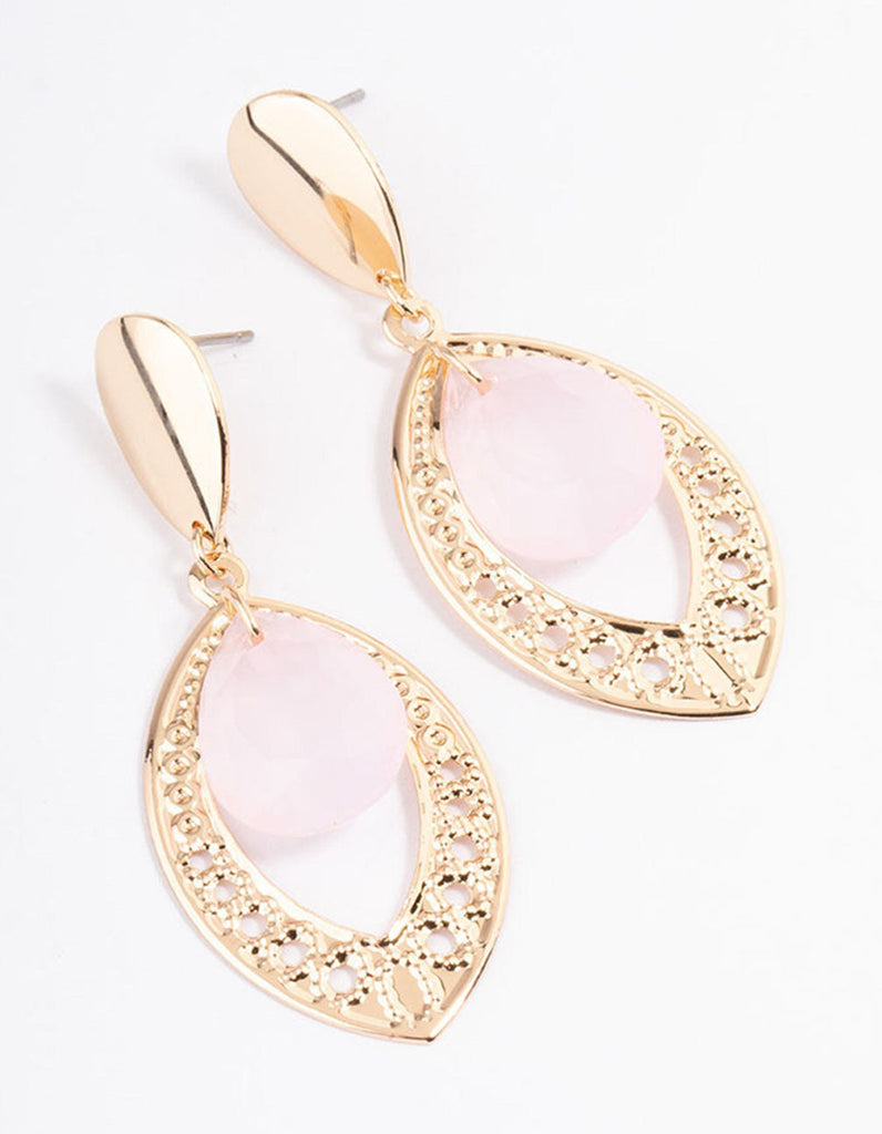 Blush Boho Open Marquise Drop Earrings