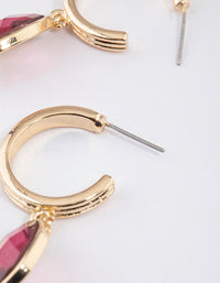 Gold Organic Stone Drop Hoop Earrings - link has visual effect only
