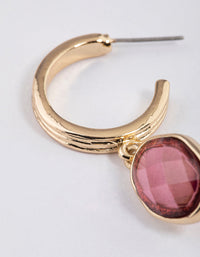 Gold Organic Stone Drop Hoop Earrings - link has visual effect only