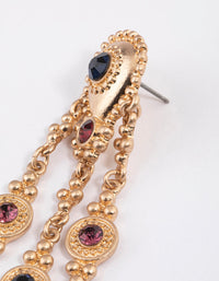 Worn Gold  Vintage Boho Charm Drop Earrings - link has visual effect only