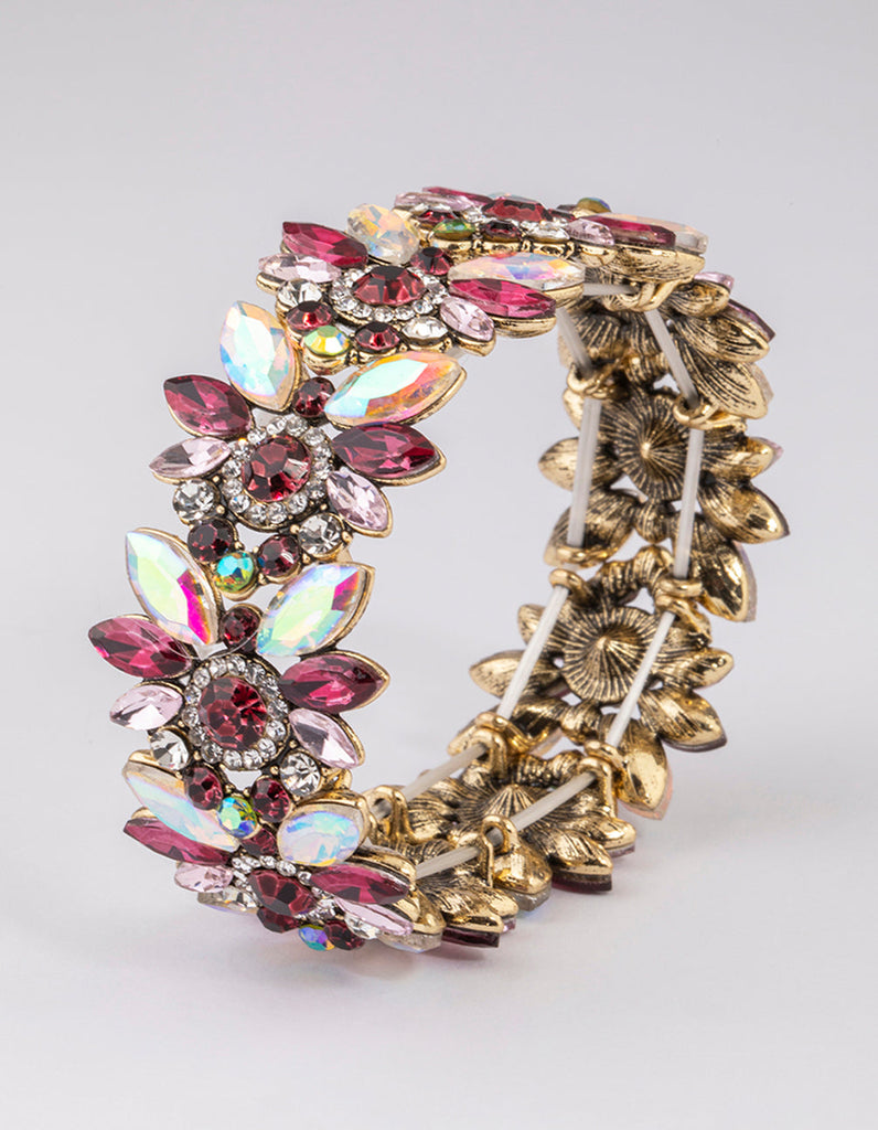 Antique Gold Multi Diamante Bracelet