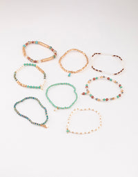 Gold Mixed Facet Beaded Bracelet 8-Pack - link has visual effect only