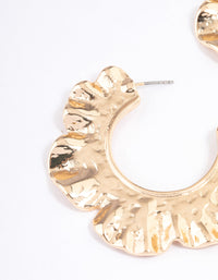 Gold Molten Organic Flower Hoop Earrings - link has visual effect only