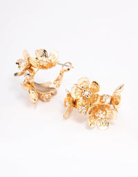 Gold Mini Multi Flower Hoop Earrings - link has visual effect only