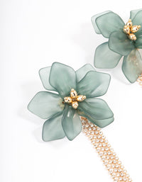 Gold Big Flower Cupchain Drop Earrings - link has visual effect only