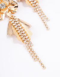 Gold Flower Petal Cupchain Drop Earrings - link has visual effect only