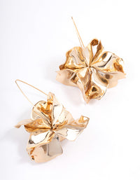 Gold Frosted Flower Drop Earrings - link has visual effect only