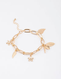 Gold Mixed Leaf Chain Bracelet - link has visual effect only