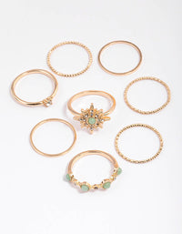 Gold Green Aventurine Star Stacker Rings - link has visual effect only