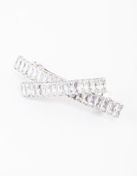 Rhodium Cubic Zirconia Criss Cross Celestial Hair Clip - link has visual effect only