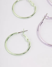 Rhodium Metallic Hoop Earrings Pack - link has visual effect only