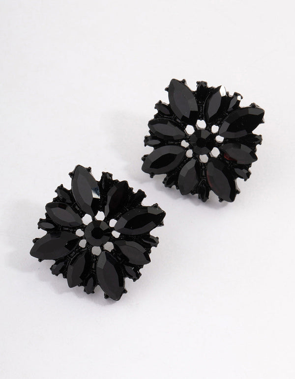 Coated Black Statement Stud Earrings