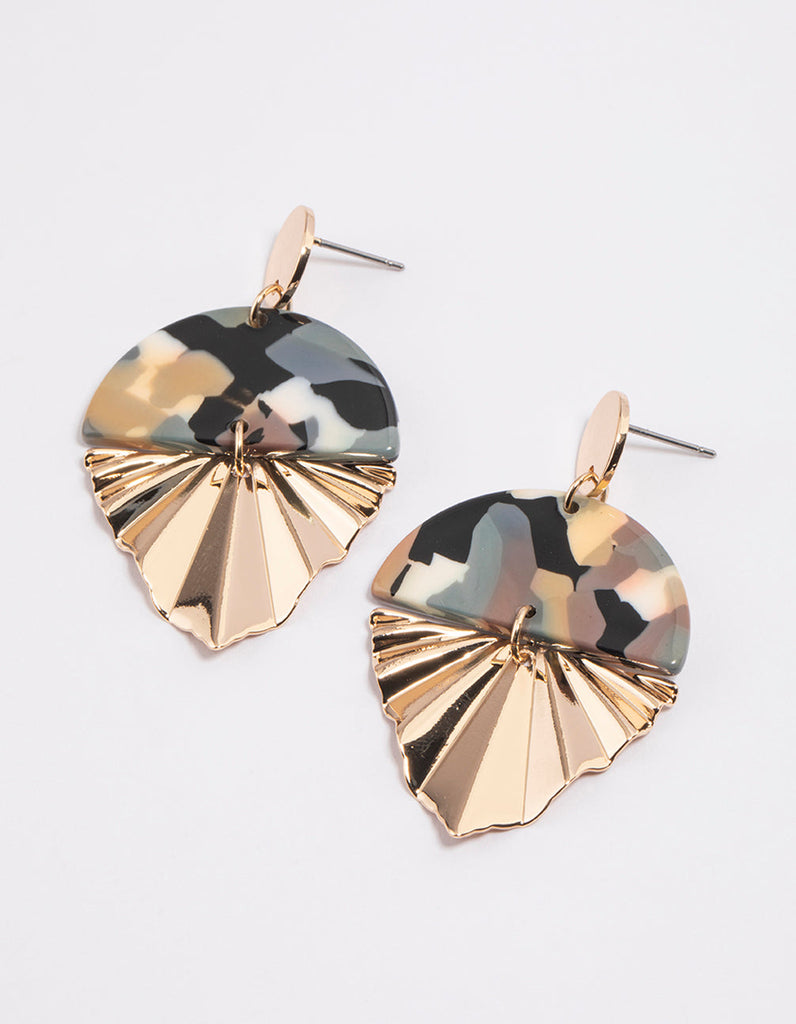 Gold Craft Triangular Fan Drop Earrings
