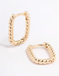 Gold Mini Oval Twisted Huggie Earrings - link has visual effect only