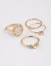 Gold Statement Ornate Round Ring 4-Pack - link has visual effect only
