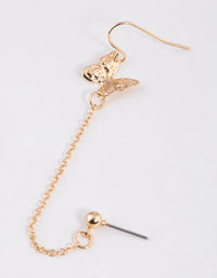 Gold Butterfly Drop Chain Earrings - link has visual effect only