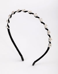 Silver Wrapped Flower Diamante Headband - link has visual effect only