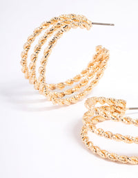 Gold Twisted Triangle Hoop Earrings - link has visual effect only