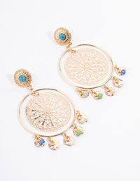 Gold Filigree Stamped Drop Earrings - link has visual effect only