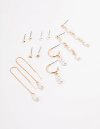 Gold Pearl Threader Multi-Pack Earrings - link has visual effect only