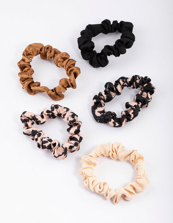 Fabric Thin Stone Animal Scrunchie 5-Pack