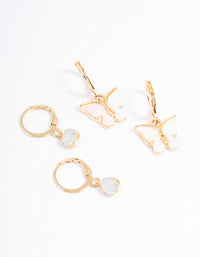 Gold Diamante & Butterfly Earrings Pack - link has visual effect only