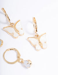 Gold Diamante & Butterfly Earrings Pack - link has visual effect only