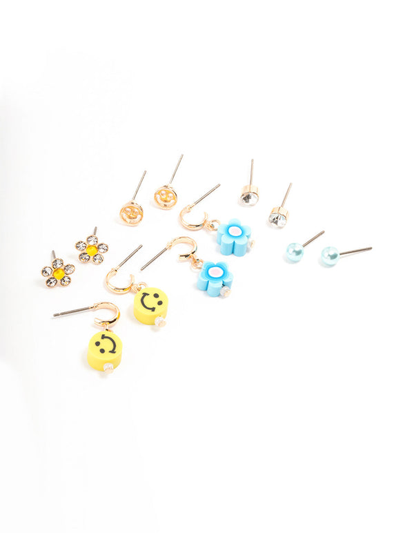 Gold Novelty Earrings 6-Pack