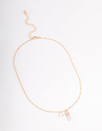 Gold Rose Quartz & Pearl Necklace - link has visual effect only