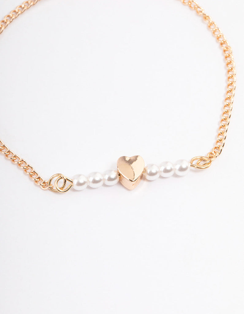 Gold Heart Dainty Bracelet Pack