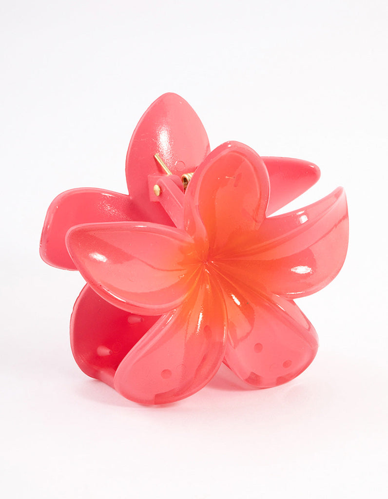 Pink Frangipani Flower Claw Clip