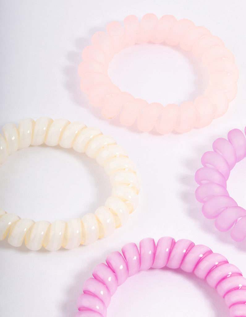 Pink Coil Hair Tie 4-Pack