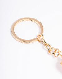 Gold Rose Quartz Stone Key Ring - link has visual effect only