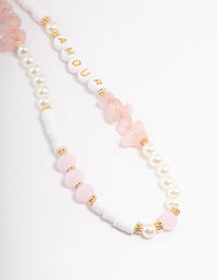 Mixed Bead & Rose Quartz Phone Strap - link has visual effect only