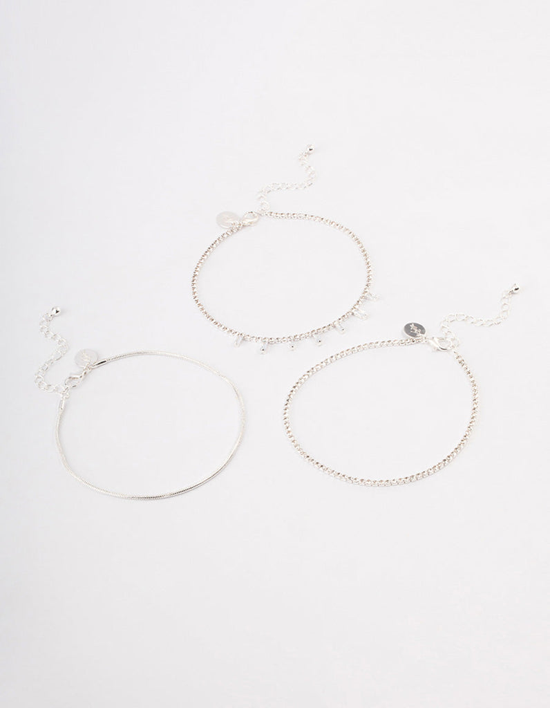 Silver Cupchain Baguette Anklet Pack